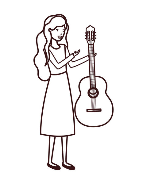 young woman with guitar character