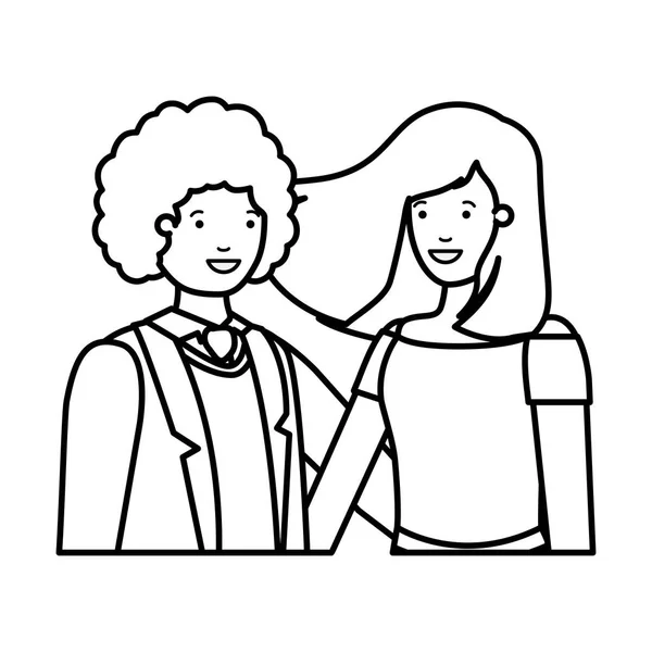 Young couple of business avatar character — Stock Vector