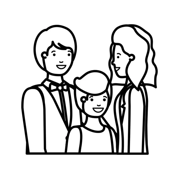 Γονείς ζευγάρι με τον γιο avatar χαρακτήρα — Διανυσματικό Αρχείο