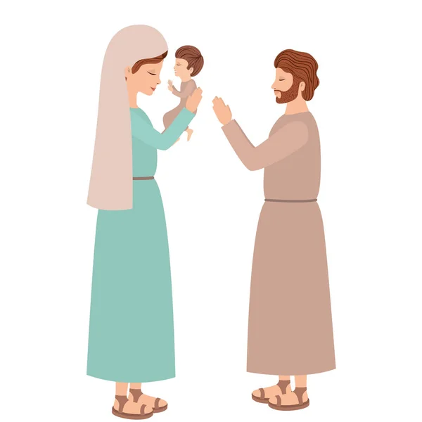 Holy family manger characters — Stock Vector