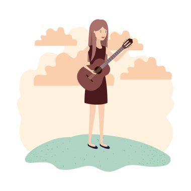 manzara avatar karakter gitar ile kadın