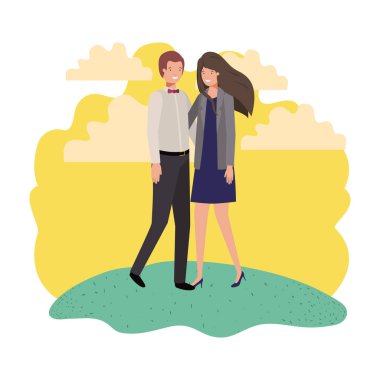 manzara avatar karakter ile iş genç çift