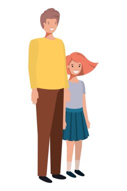 Baba ve kız Avatar karakter gülümseyen