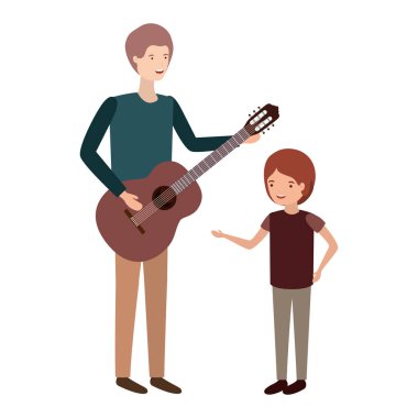 oğlu ve gitar avatar karakter ile adam