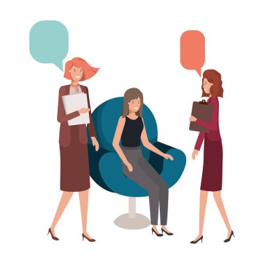 Grup insanlar iş ile konuşma balonu