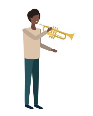 Trompet karakteri ile genç adam