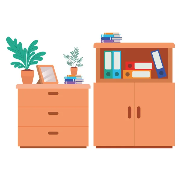 Shelving with books isolated icon — Stock Vector