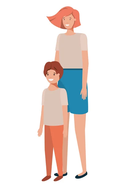 母亲和儿子头像字符 — 图库矢量图片
