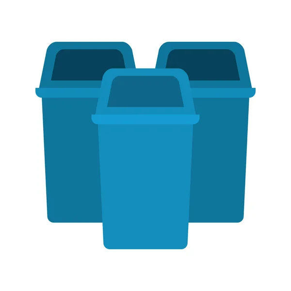 Azul bote de basura aislado icono — Vector de stock