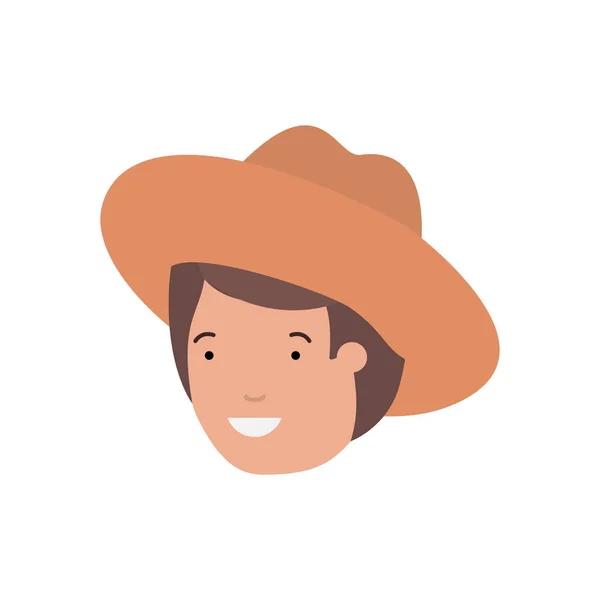 Head of man with hat avatar character — Stock Vector