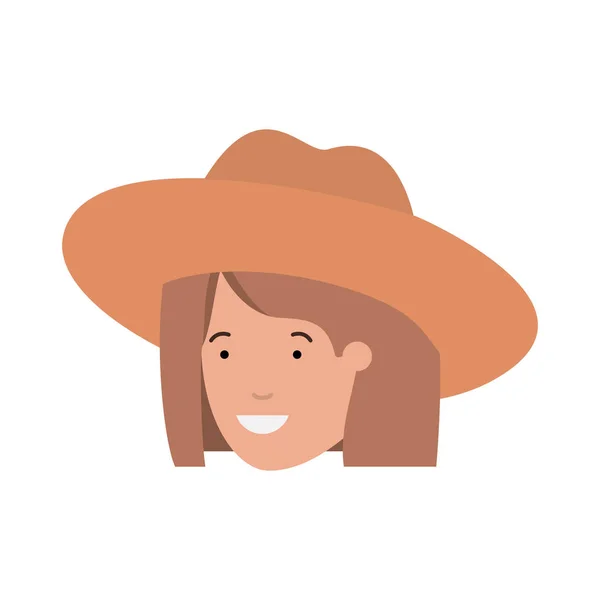 Cabeza de mujer con carácter de avatar sombrero — Archivo Imágenes Vectoriales