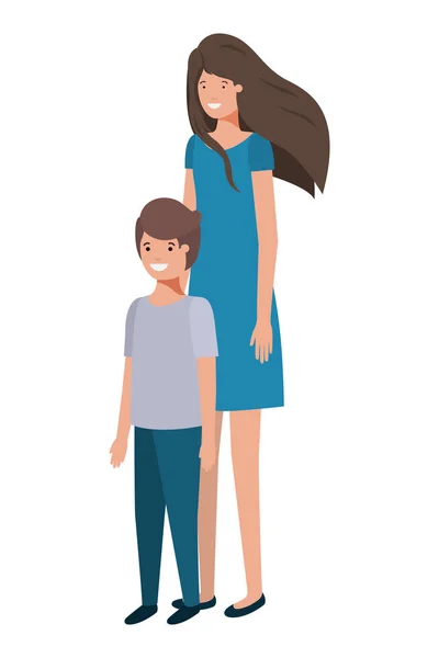 Madre e hijo avatar carácter — Vector de stock