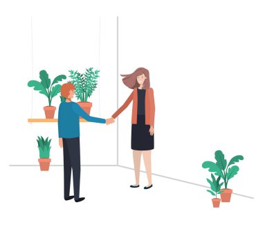 ev bitki avatar karakteri ile genç çift