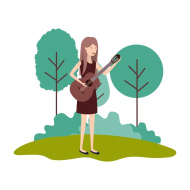 manzara avatar karakter gitar ile kadın