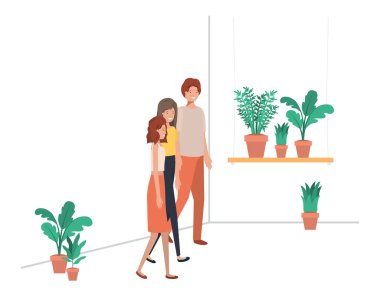 ev bitki avatar karakteri ile insanlar grubu