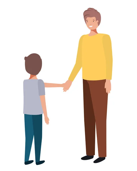 Vater und Sohn halten Hand in Hand Avatarfigur — Stockvektor