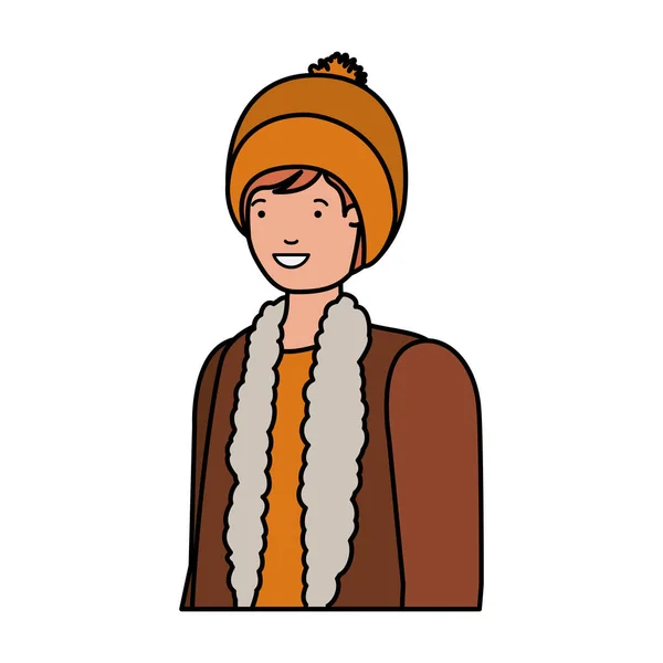 Hombre joven con carácter avatar ropa de invierno — Archivo Imágenes Vectoriales