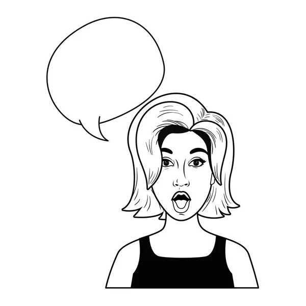 Fiatal nő, beszéd buborék avatar karakter — Stock Vector
