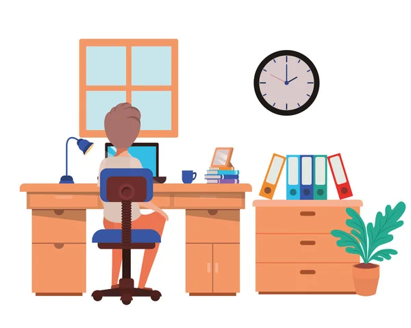 Muž pracující v kanceláři avatara — Stockový vektor