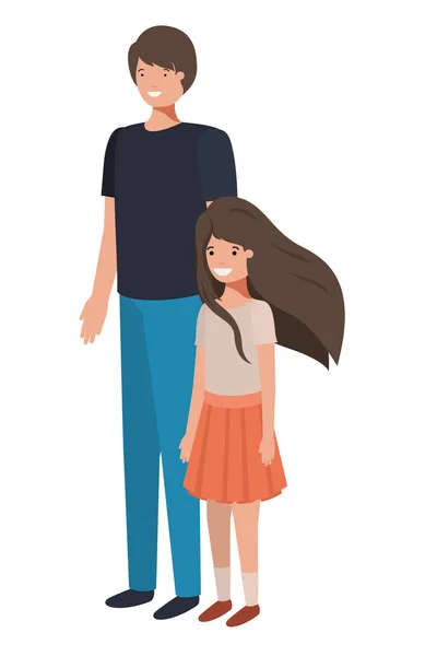 Pai e filha sorrindo caráter avatar — Vetor de Stock