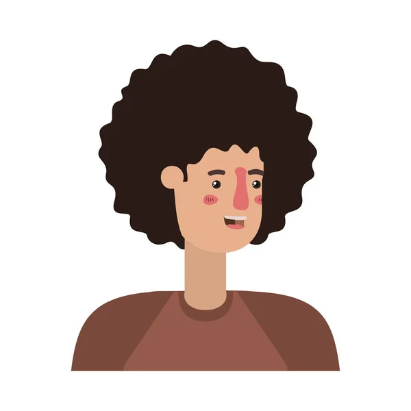 Young man with afro avatar character — Stock Vector