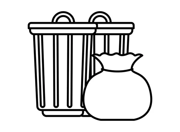 Cyna i worek na śmieci ikona na białym tle — Wektor stockowy