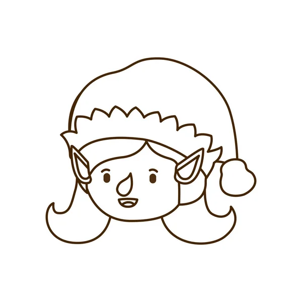Elfe femme tête avec chapeau avatar personnage — Image vectorielle