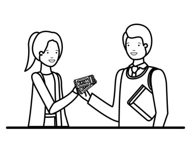 alışveriş çantası ve günlük kitabı ile çift