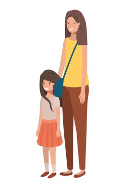 Anne ve kızı ayakta avatar karakter