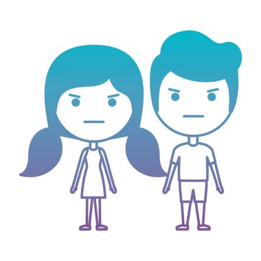 karikatür öfkeli çift Kawaii karakterler