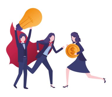 dolar ve ampul ile iş grubu