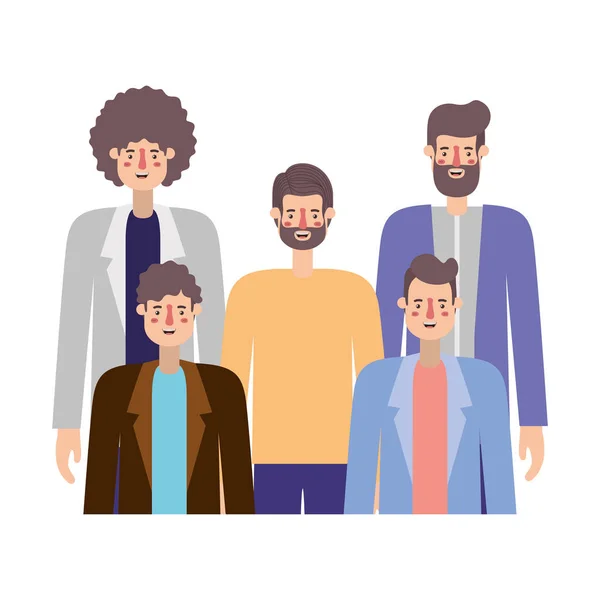 Grupo de homens personagens — Vetor de Stock