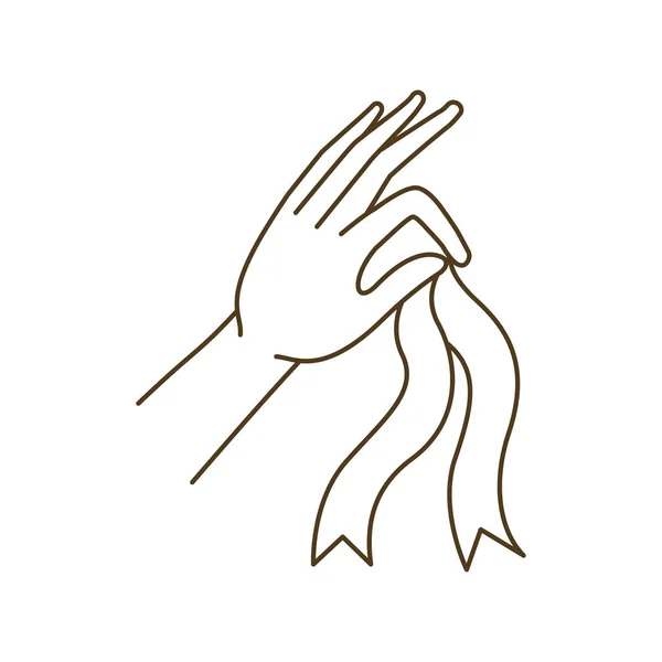 Tangan dengan pita pada karakter thumb avatar - Stok Vektor