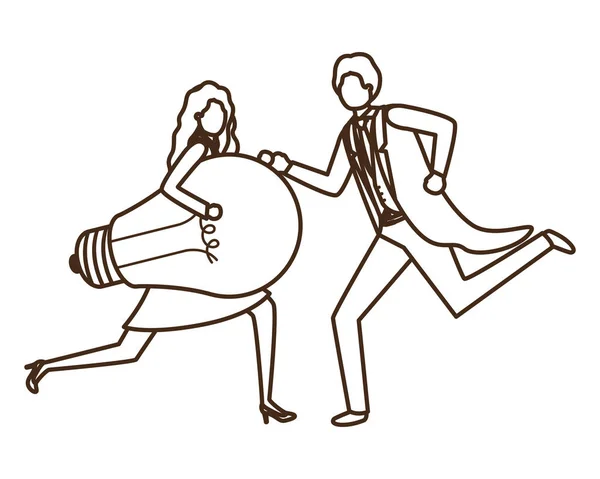 Business ζευγάρι με λαμπτήρα avatar χαρακτήρα — Διανυσματικό Αρχείο