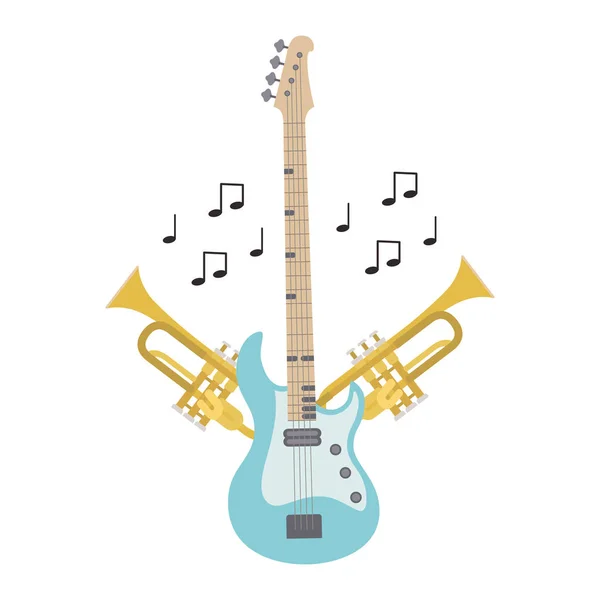 Instrumentos musicales icono aislado — Vector de stock