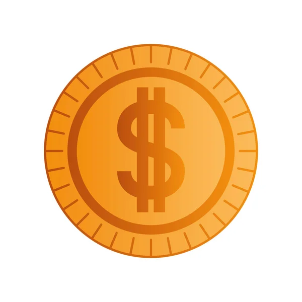Mynt med dollarsymbol isolerad ikon — Stock vektor
