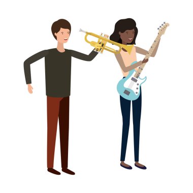 müzik aletleri avatar karakter ile çift