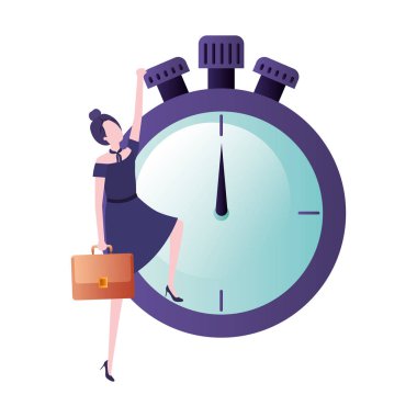 Saat avatar karakter ile iş kadını