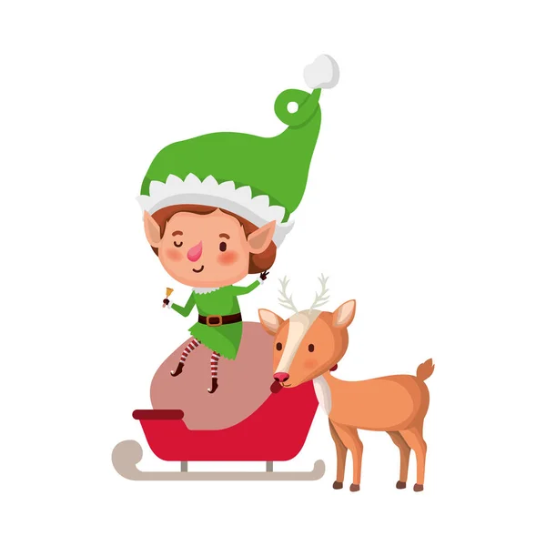 Elf with sleigh avatar chatacter — Stock Vector