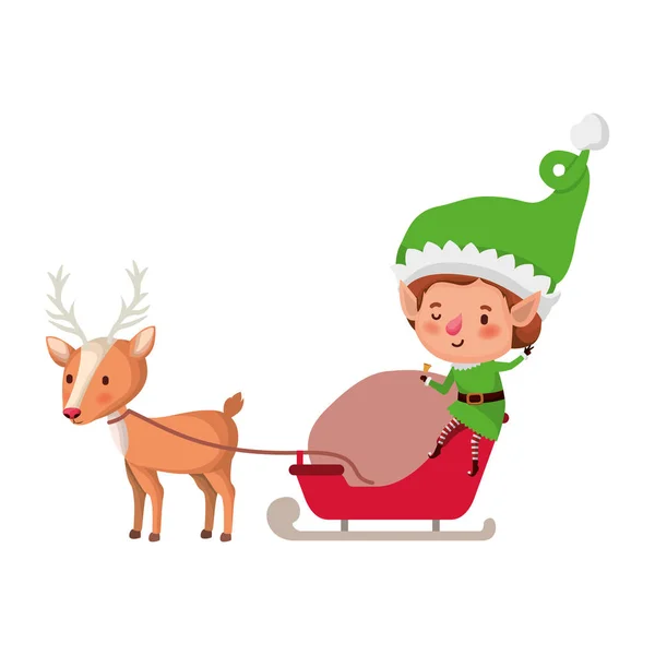 Elf with sleigh avatar chatacter — Stock Vector