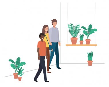 ev bitki avatar karakteri ile insanlar grubu