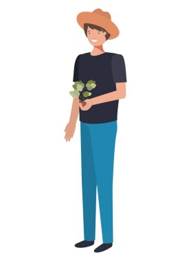 bitki avatar karakter ile genç adam