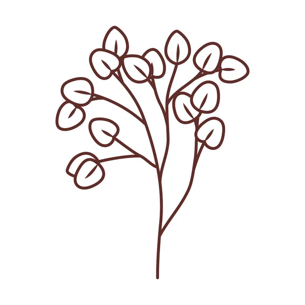 Branche avec icône isolée des feuilles — Image vectorielle