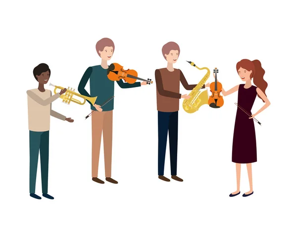 Groupe de personnes avec instruments de musique — Image vectorielle