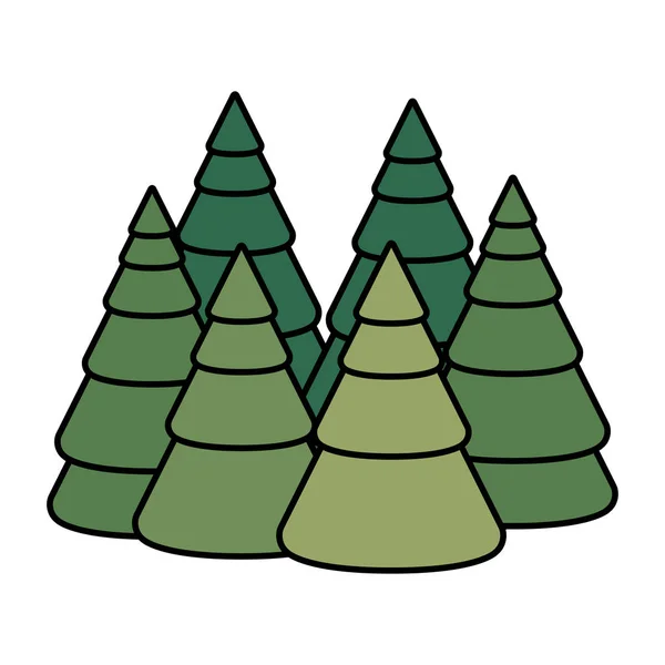 Groene winter Pines geïsoleerd icoon — Stockvector