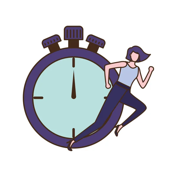 Businesswoman with clock avatar character — Stock Vector
