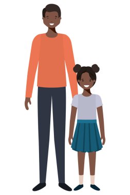 Baba ve kız Avatar karakter gülümseyen