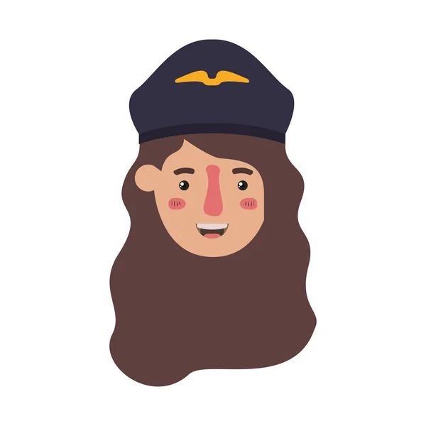 Testa di donna pilota avatar personaggio — Vettoriale Stock