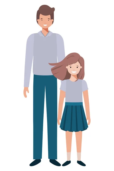 Ojciec i córka uśmiechnięta postać avatar — Wektor stockowy