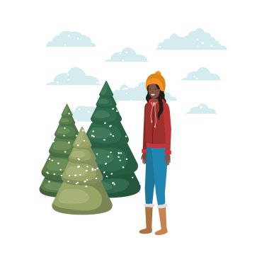 kış giysileri ve kış pines avatar karakter olan kadın